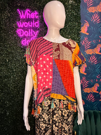 Thumbnail for Cotton Kantha Crop Top: Pattern 2