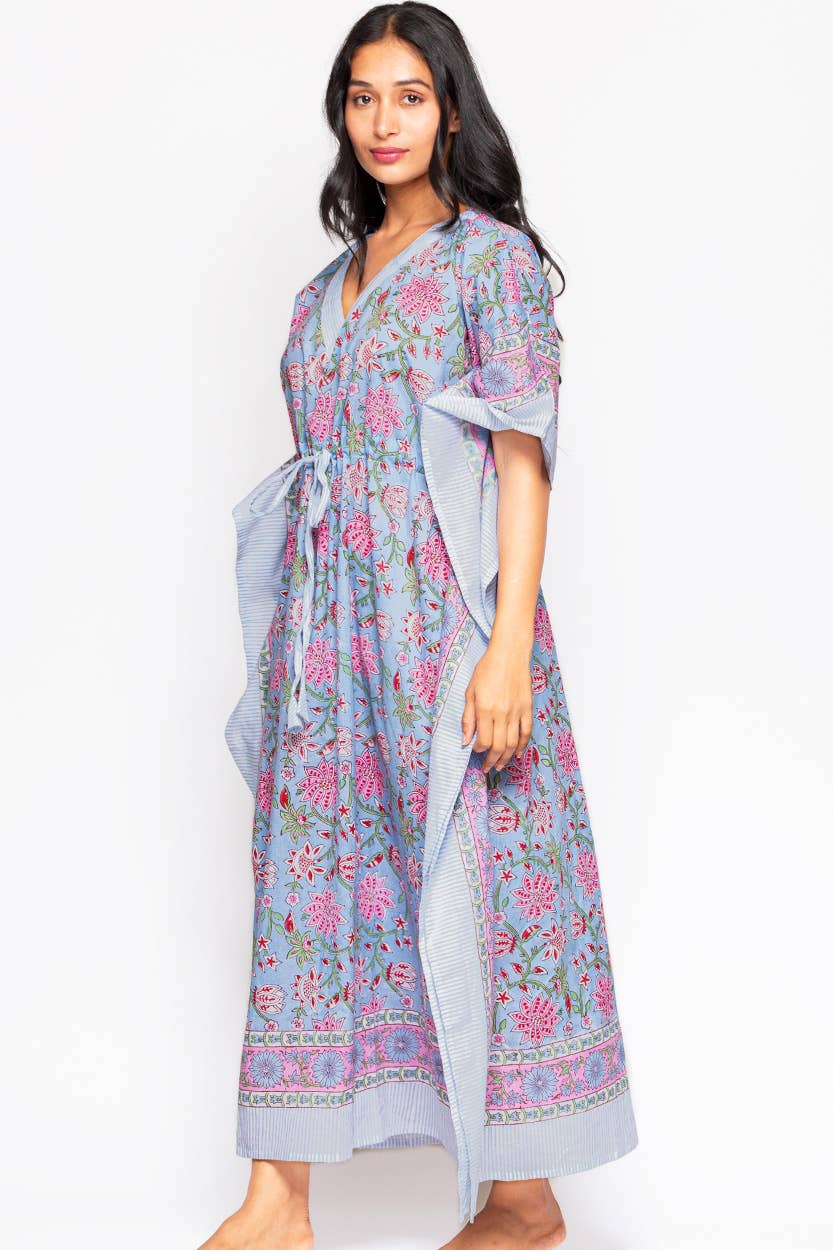 Anjali Caftan: Light Blue Floral