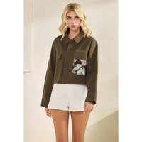 Thumbnail for Sequins Contrast Jacket: Olive