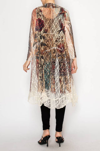 Floral Lace Ruffle Duster With Sparkles