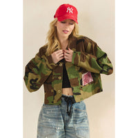 Thumbnail for Camo Sequins Contrast Jacket: Camo Sequin