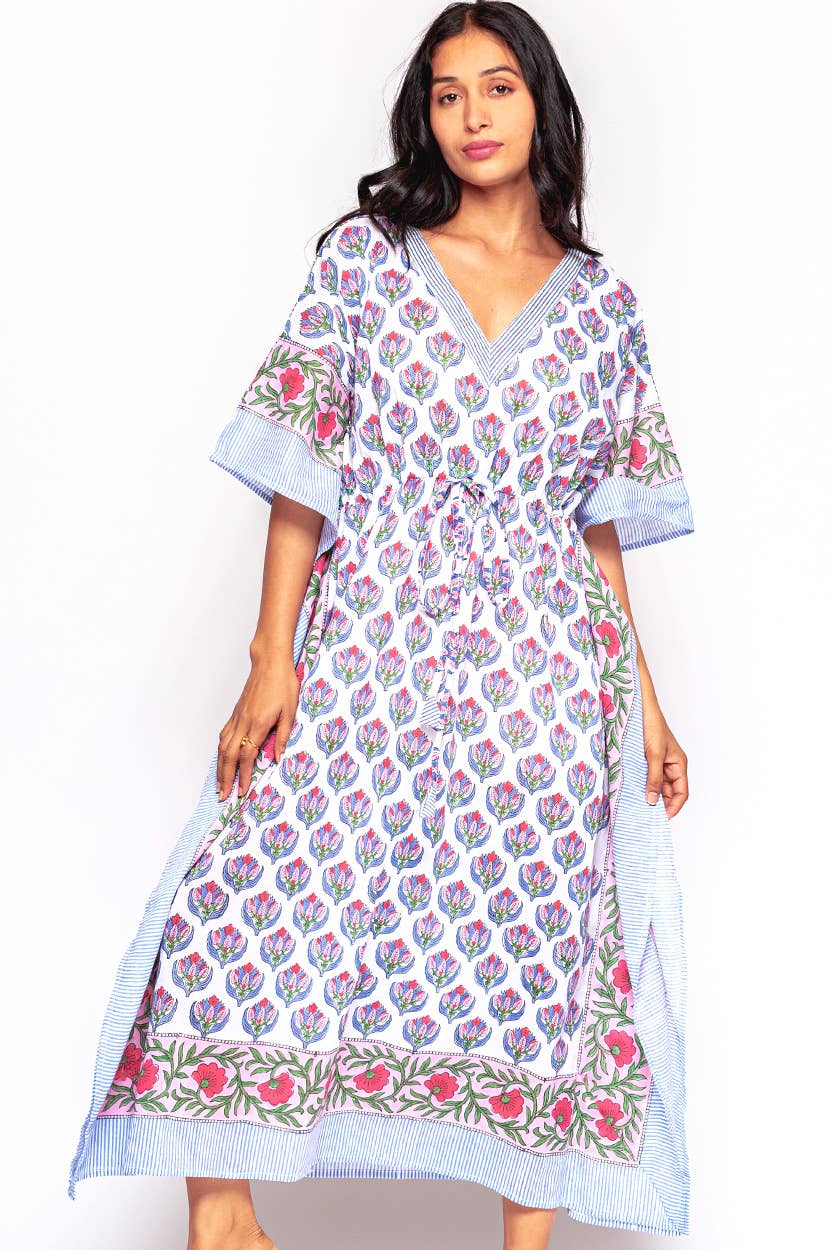 Anjali Caftan: Light Blue Floral