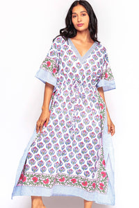 Thumbnail for Anjali Caftan: Light Blue Floral