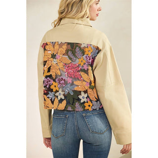 Sequins Contrast Jacket: Olive