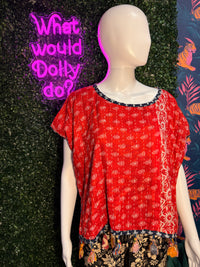 Thumbnail for Cotton Kantha Crop Top: Pattern 4