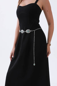 Thumbnail for Vintage Turquoise Chain Belt – Classic Western Elegance: Antique Silver