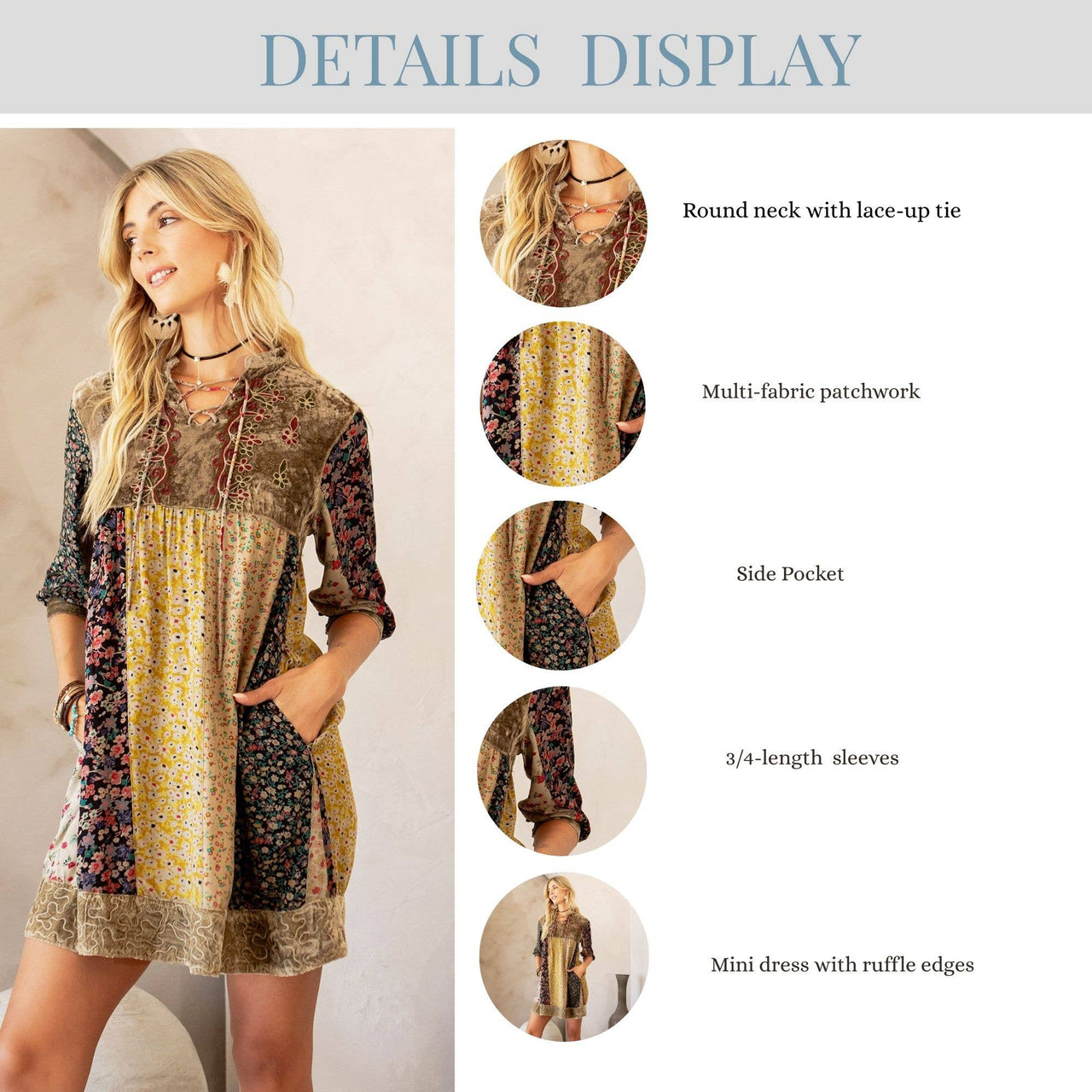 Chic Bohemian Stone-Washed Babydoll Dress | Young Threads