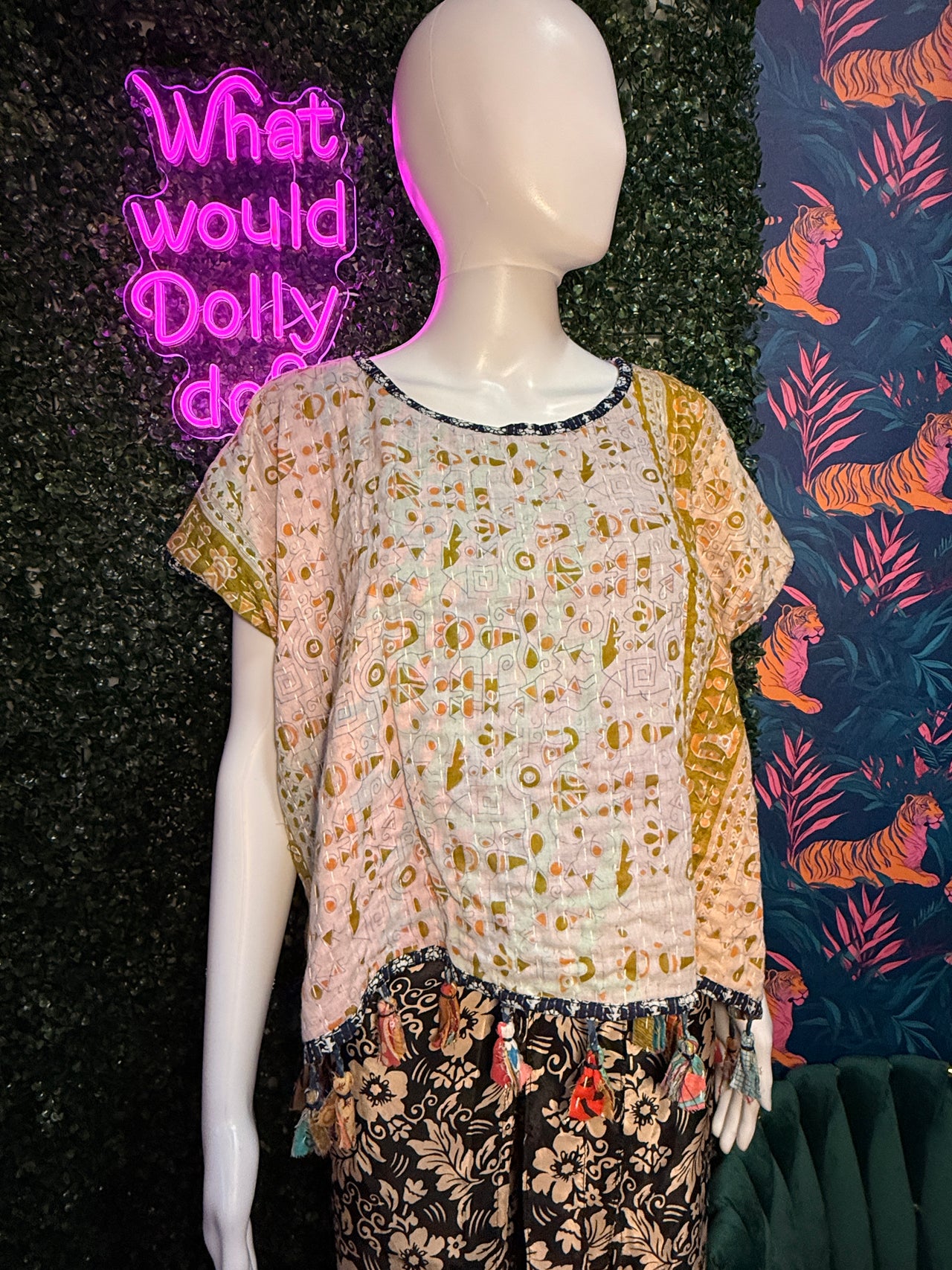 Cotton Kantha Crop Top: Pattern 2