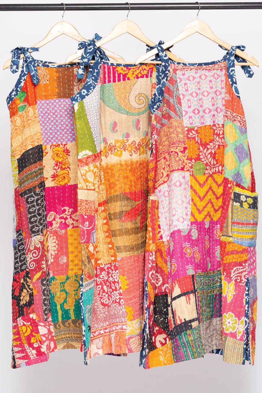 Reversible Kantha Cotton Sundress: Pattern 3