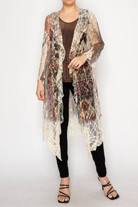 Thumbnail for Floral Lace Ruffle Duster With Sparkles