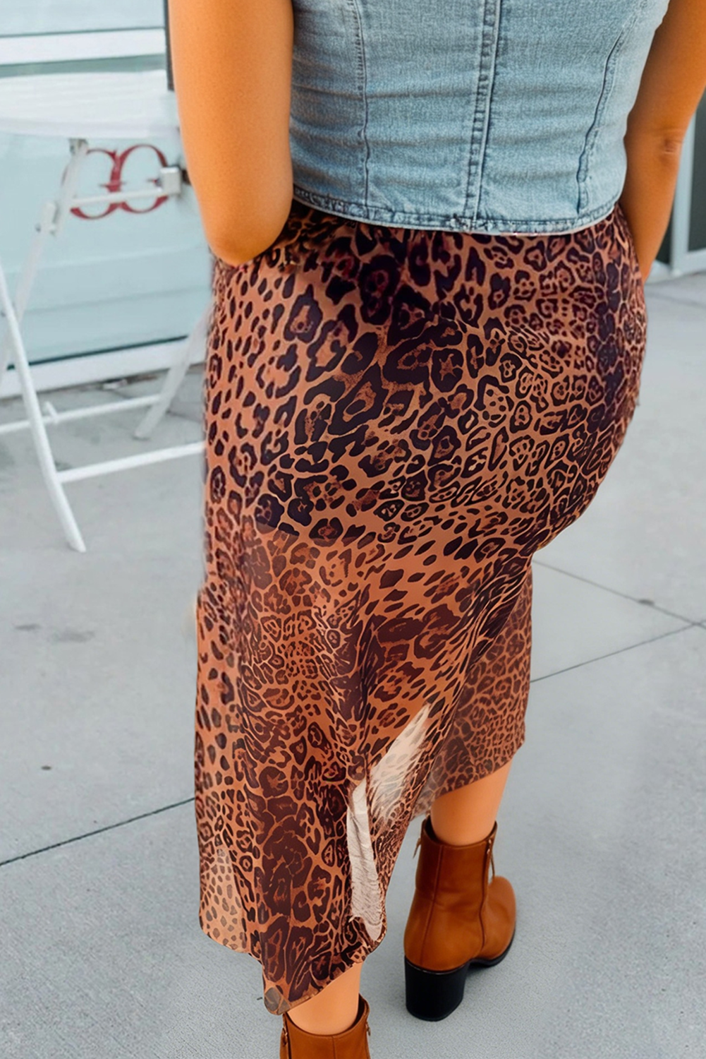 Leopard Print Mesh Maxi Skirt