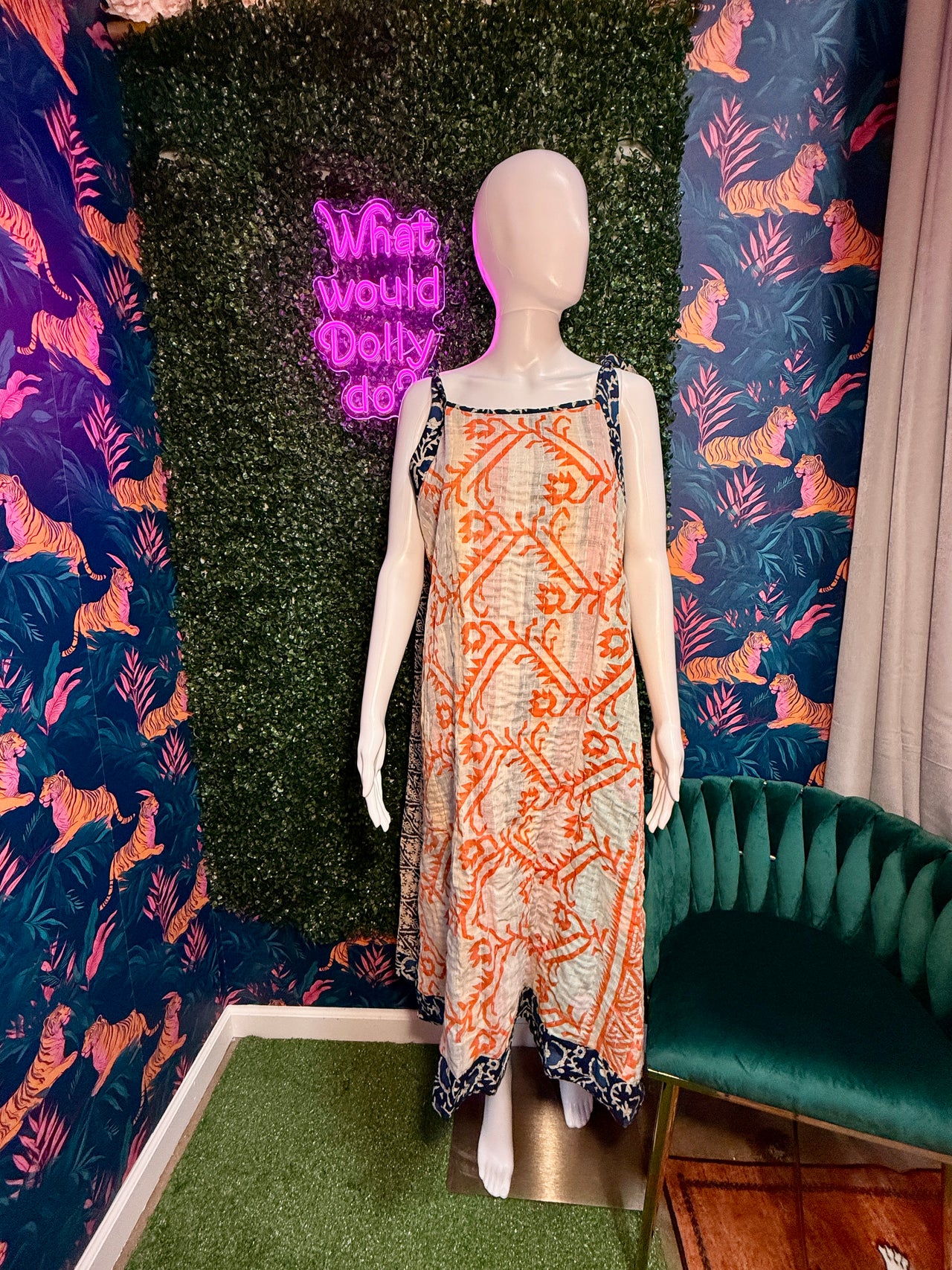 Reversible Kantha Cotton Sundress: Pattern 1