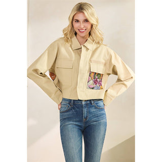 Sequins Contrast Jacket: Olive