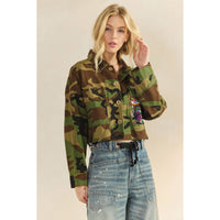 Thumbnail for Camo Sequins Contrast Jacket: Camo Sequin