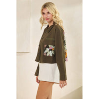 Thumbnail for Sequins Contrast Jacket: Olive