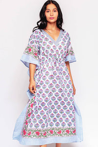 Thumbnail for Anjali Caftan: Light Blue Floral