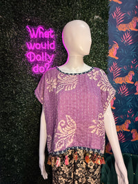 Thumbnail for Cotton Kantha Crop Top: Pattern 3
