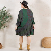 Thumbnail for Boho Patchwork Overdyed Babydoll Dress | Young Threads