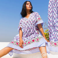 Thumbnail for Anjali Caftan: Light Blue Floral
