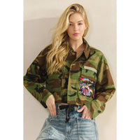 Thumbnail for Camo Sequins Contrast Jacket: Camo Sequin