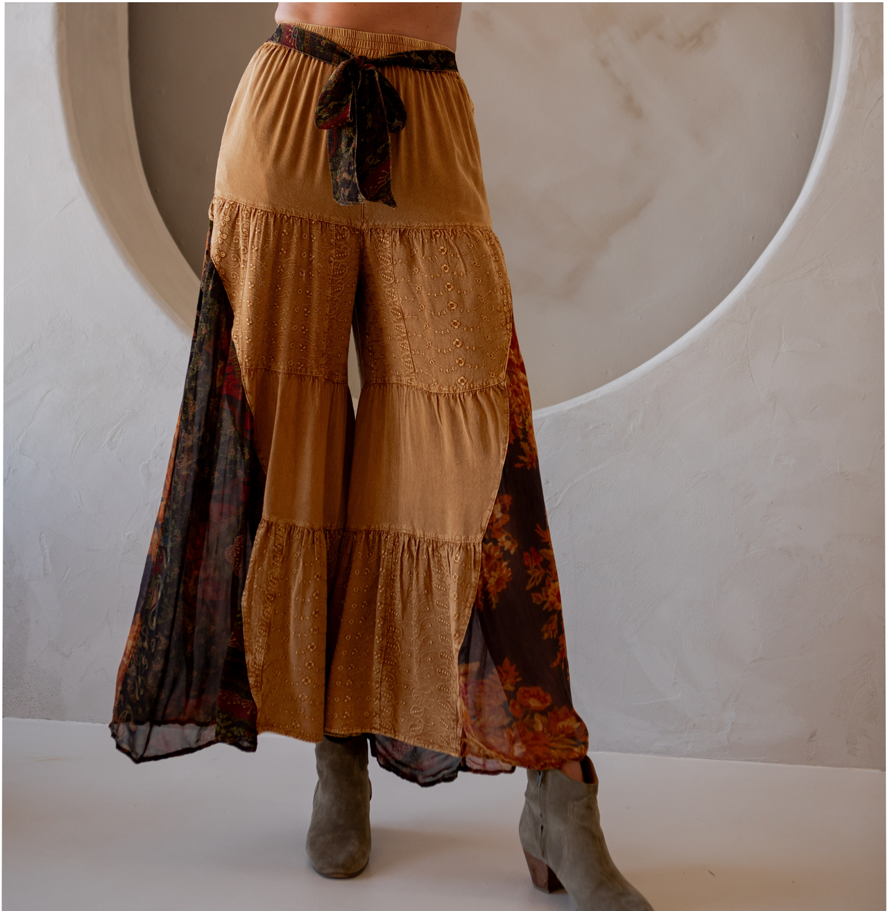 Rustic Bohemian: Side Paneled Patchwork Pants | Young Threads