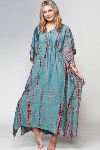 Shibori Caftans: Turquoise & Coffee