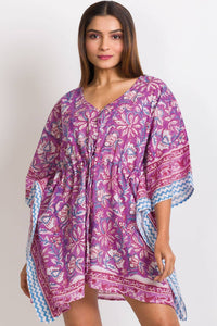 Thumbnail for Short Printed Caftan: Purple & Fuchsia