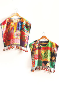 Thumbnail for Cotton Kantha Crop Top: Pattern 2