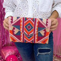 Thumbnail for Geo pink clutch