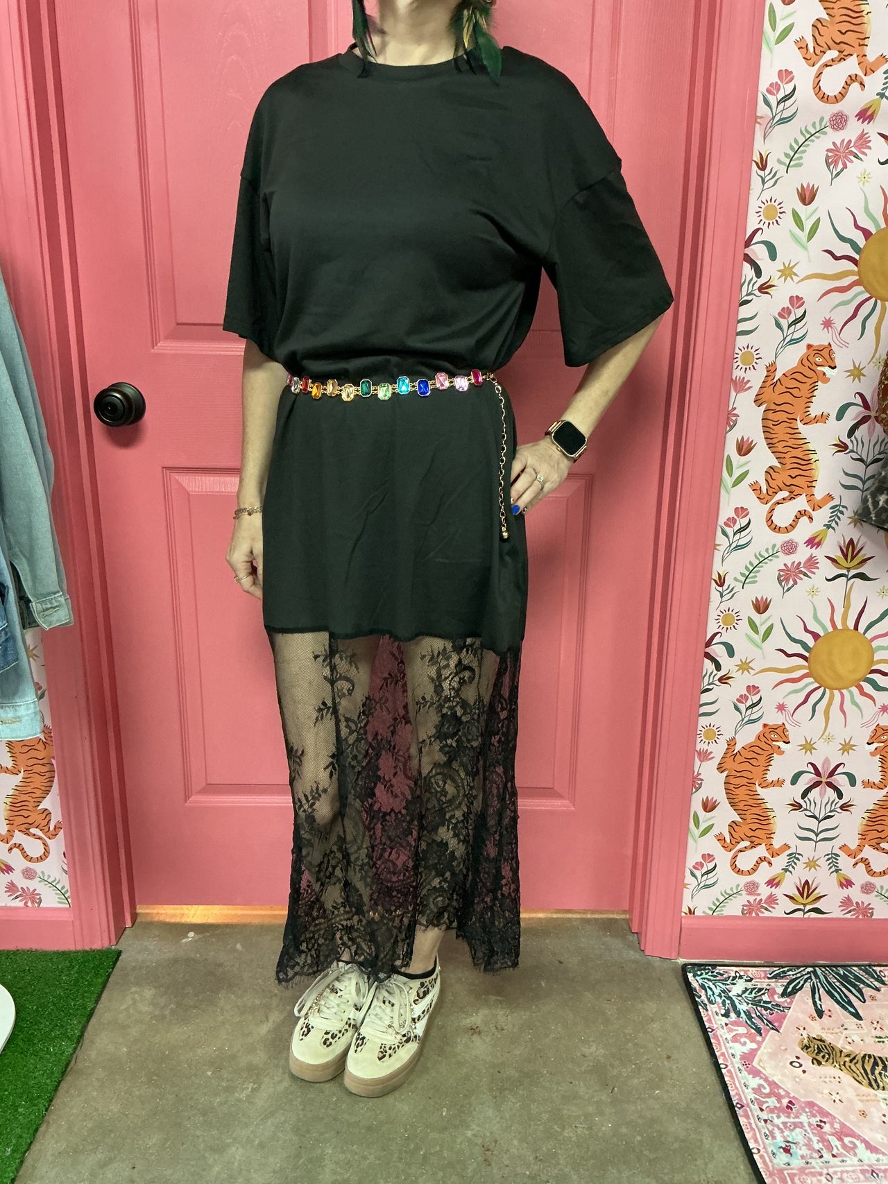 Long lace bottom tshirt dress