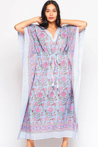 Thumbnail for Anjali Caftan: Light Blue Floral
