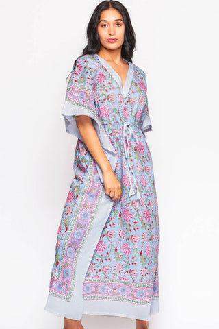Anjali Caftan: Light Blue Floral