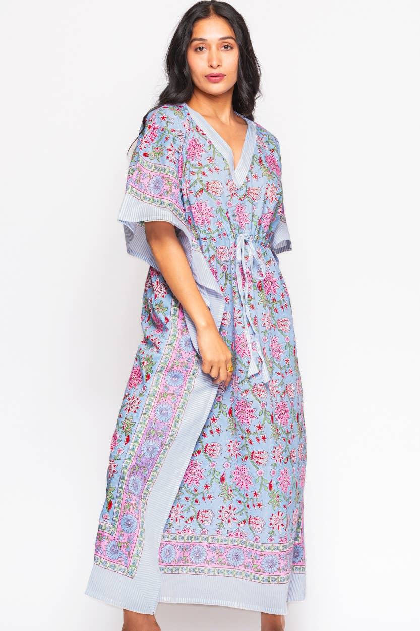 Anjali Caftan: Light Blue Floral