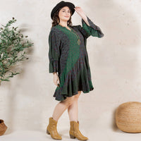 Thumbnail for Boho Patchwork Overdyed Babydoll Dress | Young Threads