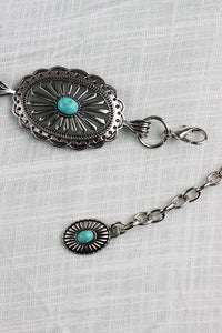 Thumbnail for Vintage Turquoise Chain Belt – Classic Western Elegance: Antique Silver