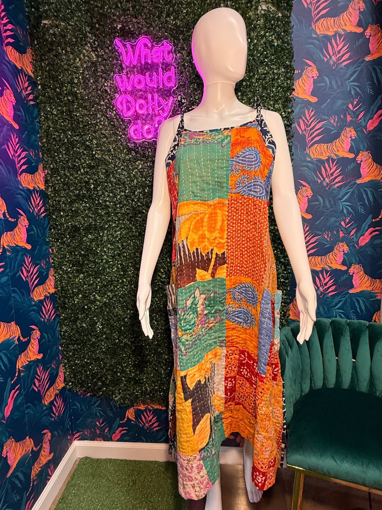Reversible Kantha Cotton Sundress: Pattern 2