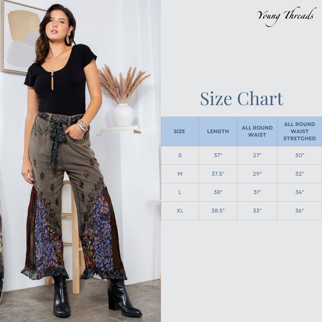 Boho Overdyed Rayon Bellbottom Pants | Young Threads