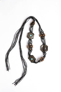 Thumbnail for Medallion Macrame Belt - Boho-Chic Style: Black