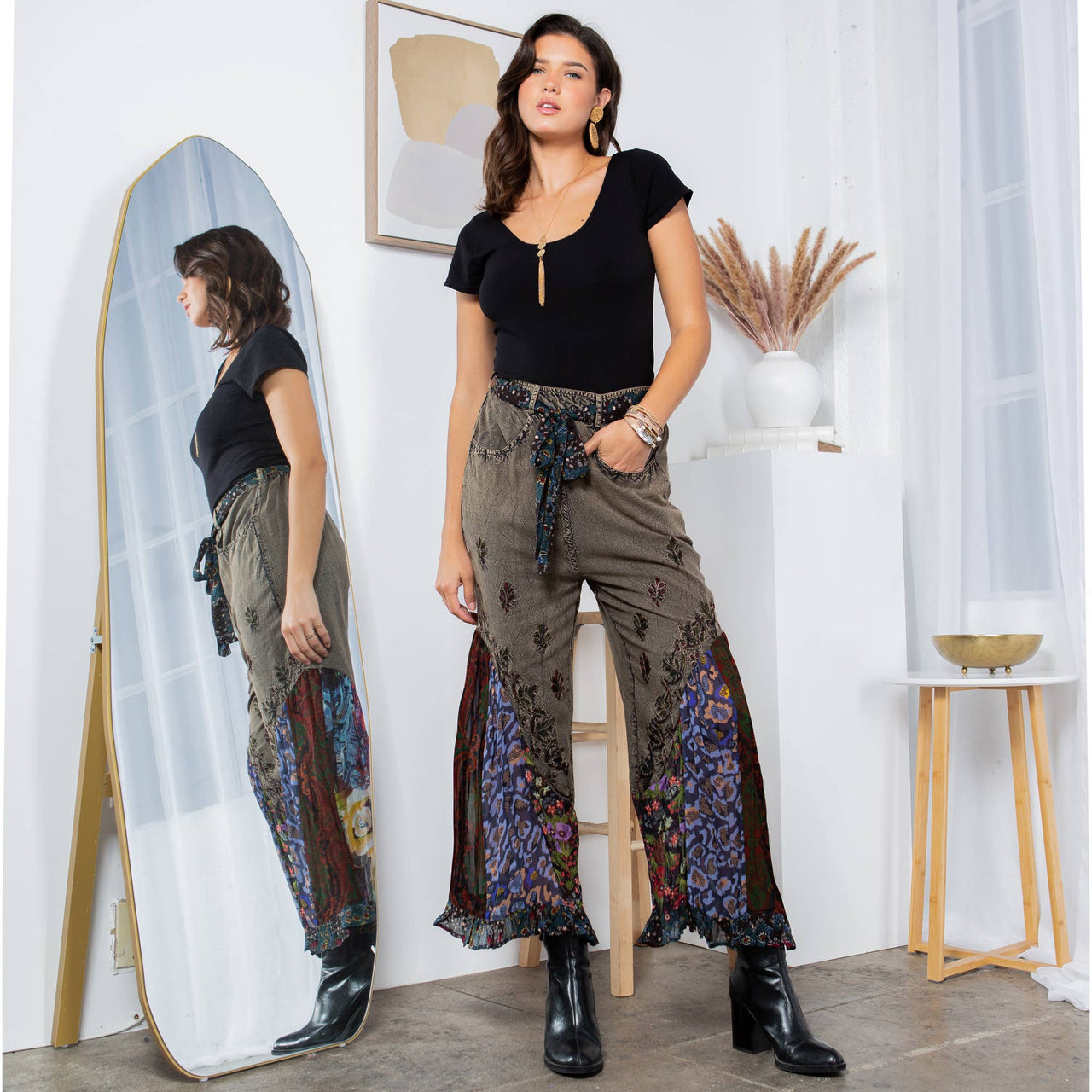Boho Overdyed Rayon Bellbottom Pants | Young Threads