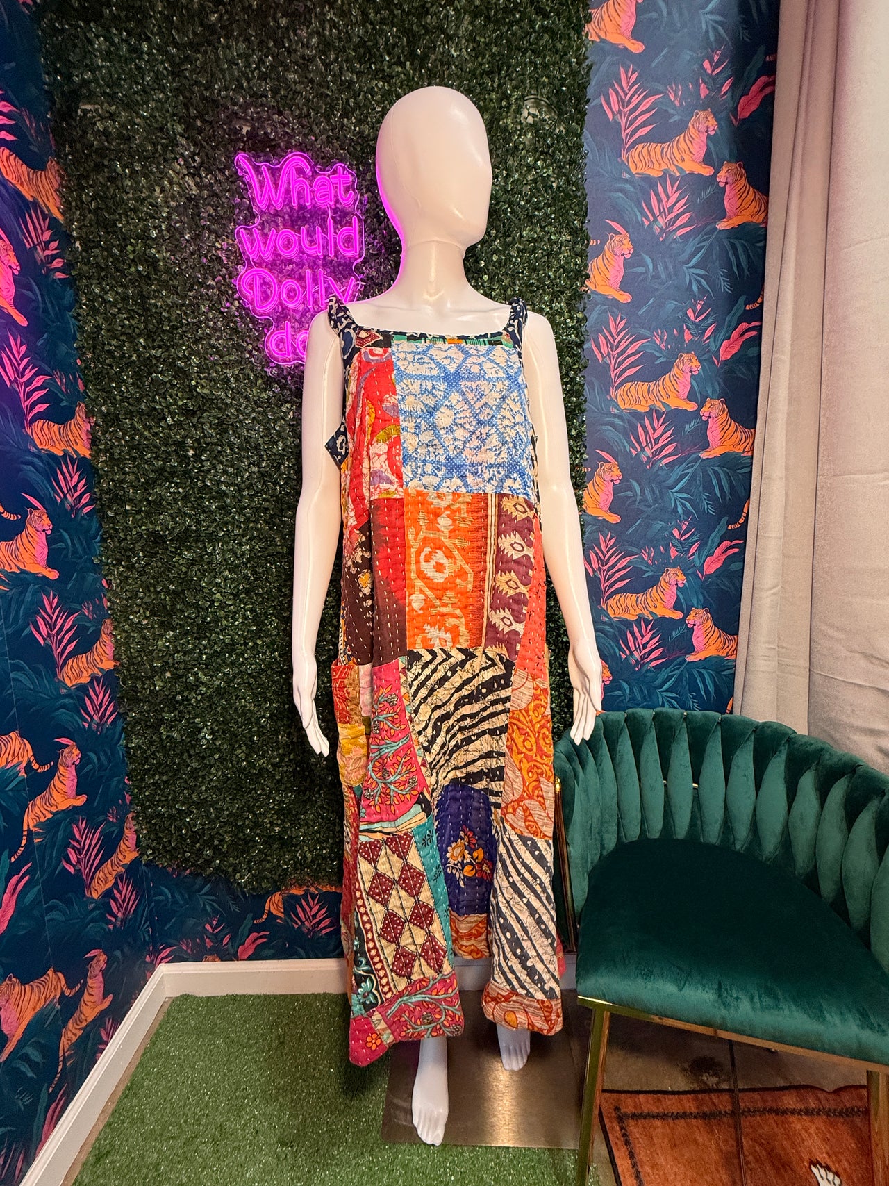Reversible Kantha Cotton Sundress: Pattern 1