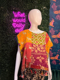 Thumbnail for Cotton Kantha Crop Top: Pattern 1