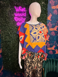 Thumbnail for Cotton Kantha Crop Top: Pattern 1