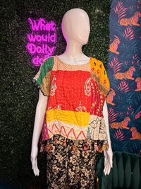 Thumbnail for Cotton Kantha Crop Top: Pattern 3