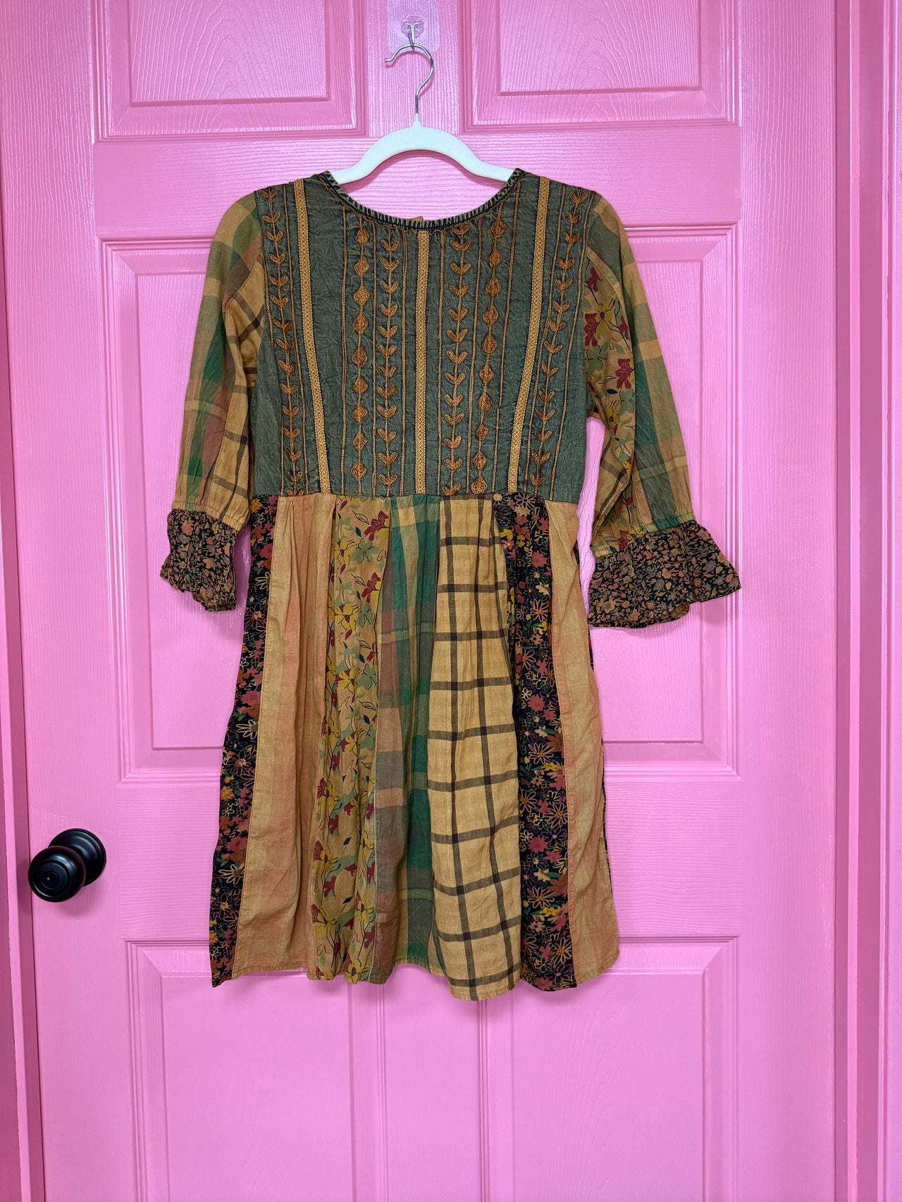 Rustic Bohemian: Fit and Flare Patchwork Mini Dress | Young Threads