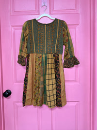 Thumbnail for Rustic Bohemian: Fit and Flare Patchwork Mini Dress | Young Threads
