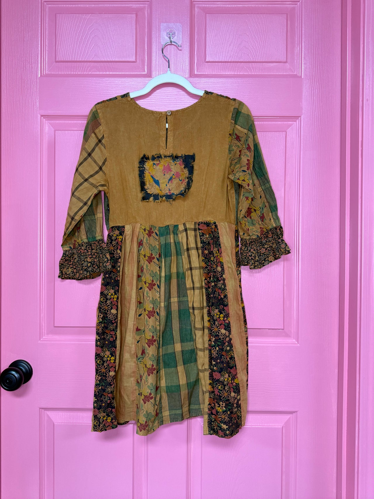 Rustic Bohemian: Fit and Flare Patchwork Mini Dress | Young Threads