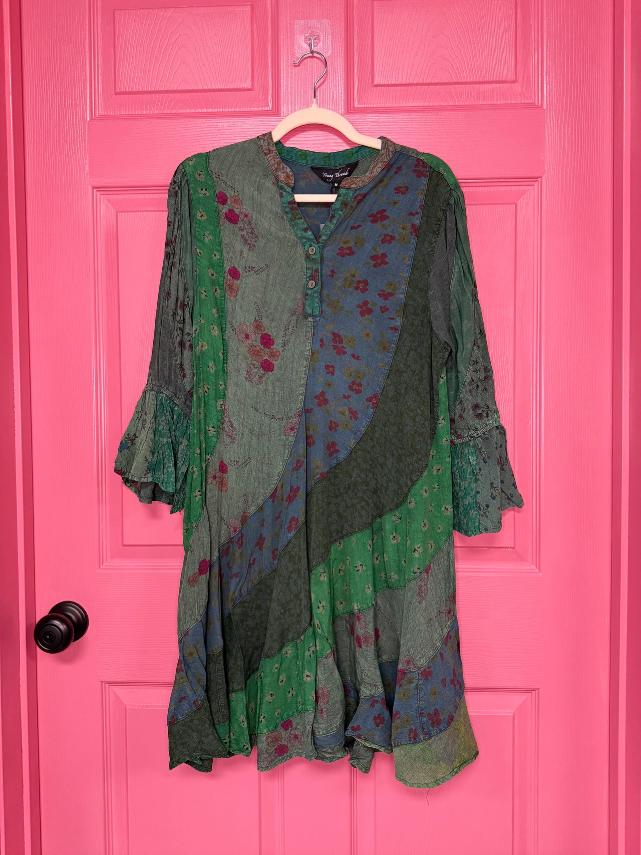 Boho Patchwork Overdyed Babydoll Dress | Young Threads