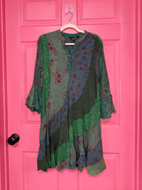 Thumbnail for Boho Patchwork Overdyed Babydoll Dress | Young Threads