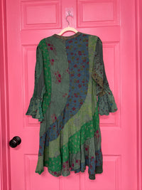 Thumbnail for Boho Patchwork Overdyed Babydoll Dress | Young Threads