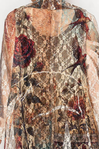 Floral Lace Ruffle Duster With Sparkles